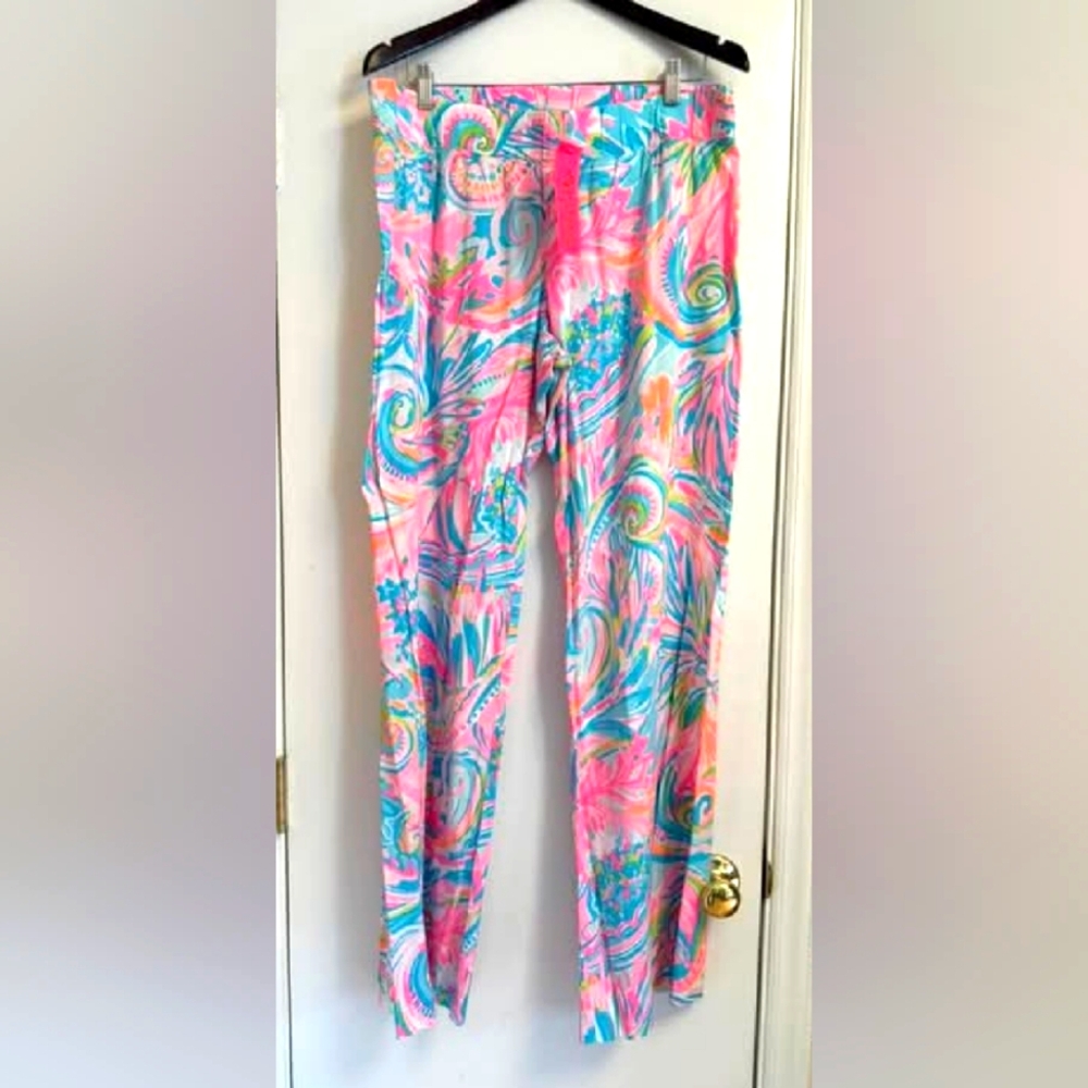 Lilly Pulitzer Bal Harbor Palazzo Pants In Carnival Coral L NWT